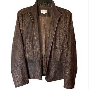 Erin London Foiled Faux Crocodile Zip Jacket Ladies Large